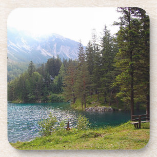 Porta-copo Foto de floresta e lago alpinos cênicos