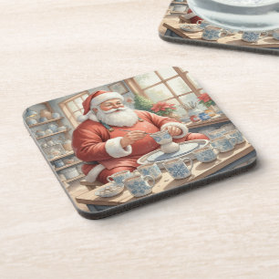 Porta-copo Foto de Papai Noel de Cerâmica Vintage de Natal
