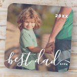 Porta-copo Foto de Script Simples e Reprodutivo do Melhor Pai<br><div class="desc">Design é composto por tipografia moderna e lúdica. Adicionar foto da família.</div>