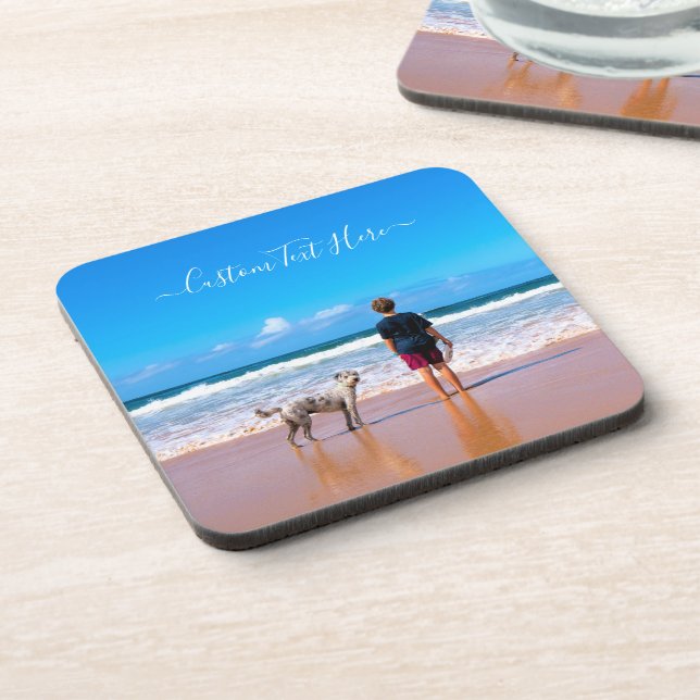 Porta-copo Foto personalizada Bebida Texto Coaster Suas Fotos (Left Side)