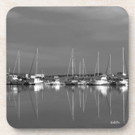 Porta-copo fotografia preta e branca, embarcações