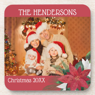 Porta-copo Fotos da Família Poinsettia de Natal