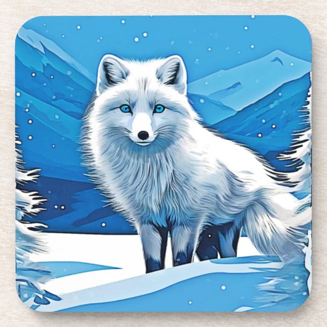 Porta-copo Fox Art de inverno (Frente)