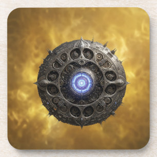 Porta-copo Fractal de Julia Manipulado em Fundo Dourado