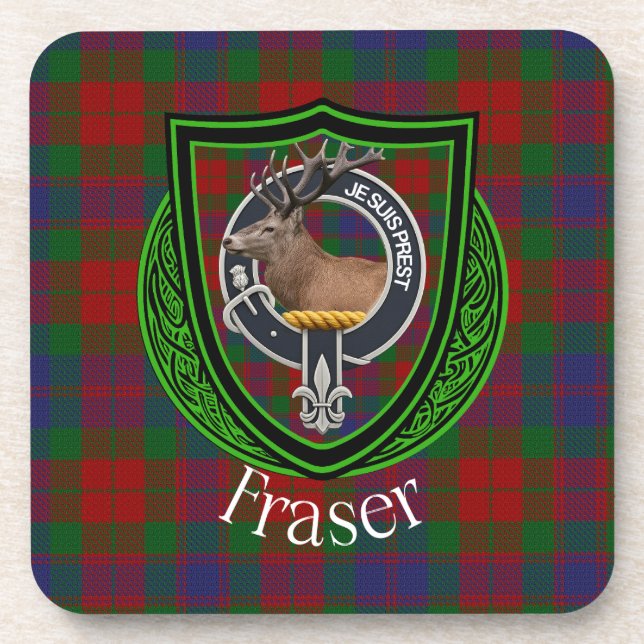 Porta-copo Fraser Scottish Clan Tartan & Crest (Frente)