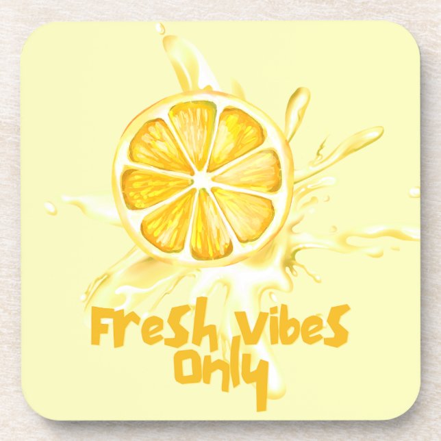 Porta-copo Fresh Citrus Coaster Set- Lemon Design (Frente)