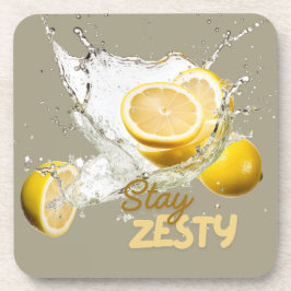 Porta-copo Fresh Citrus Coaster Set- Lemon Design