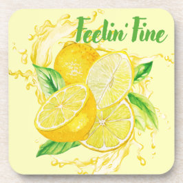 Porta-copo Fresh Citrus Coaster Set- Lemon Design