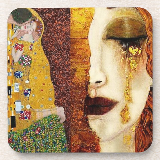 Porta-copo freyas-lágrimas-o-beijo-retratos-pelo-gustav-klimt (Frente)