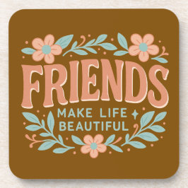 Porta-copo Friends Make Life Beautiful Floral Coaster Set 6