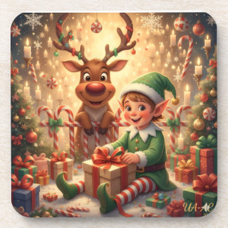 Porta-copo Fröhlicher Weihnachts-Elf & Rentier