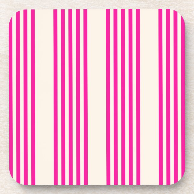 Porta-copo Fuchsia e beige cinco listras padrão (Frente)