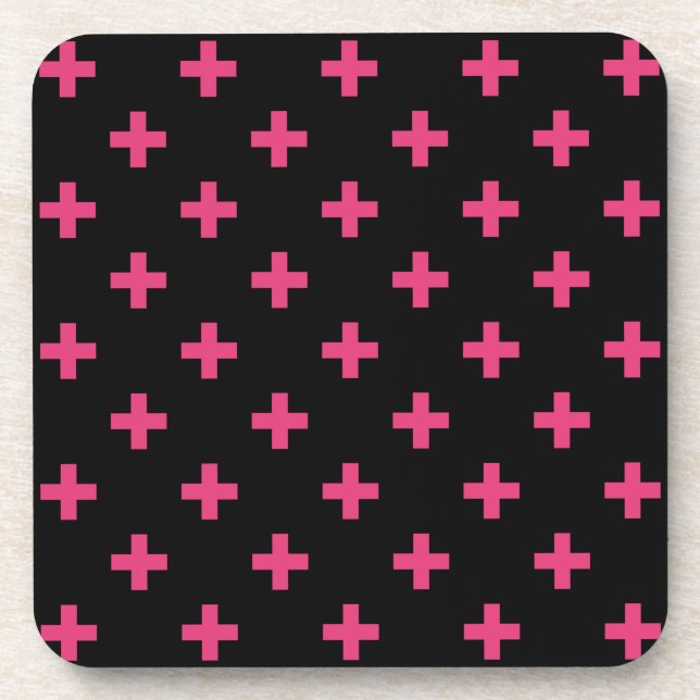Porta-copo Fuchsia polka cruza a preto (Frente)