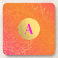 Fuchsia Rosa Laranja & Dourado Glam Mandala Indian