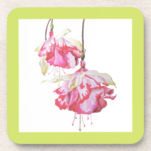 Porta-copo Fuchsias exóticas em um conjunto de Portas copos (Frente)