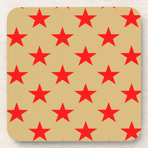 Porta-copo Fundo Beige E Estrelas Vermelhas