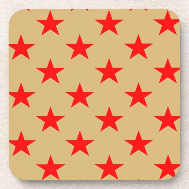 Porta-copo Fundo Beige E Estrelas Vermelhas (Frente)