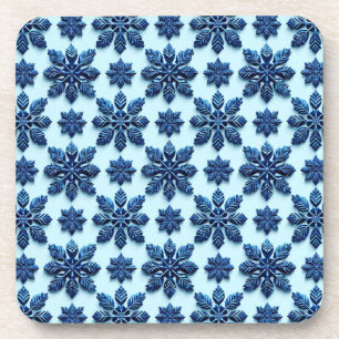 Porta-copo Fundo com Padrão de Floco de Neve Azul