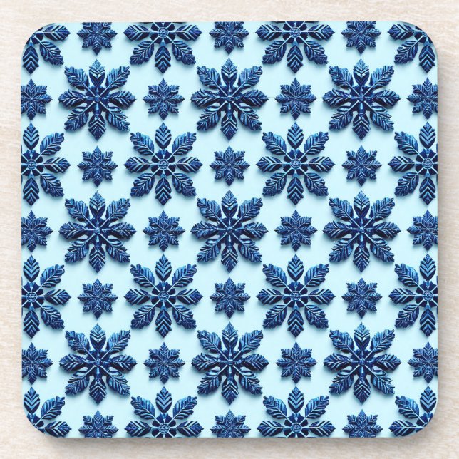 Porta-copo Fundo com Padrão de Floco de Neve Azul (Frente)