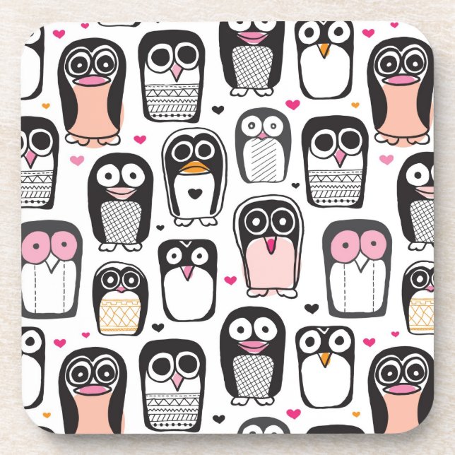 Porta-copo fundo da ilustração do pássaro do pinguim (Frente)