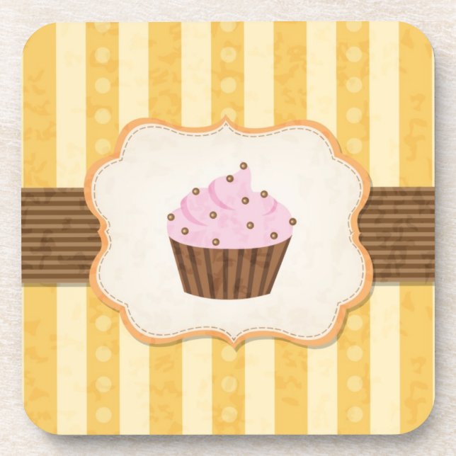 Porta-copo Fundo do cupcake do vintage (Frente)