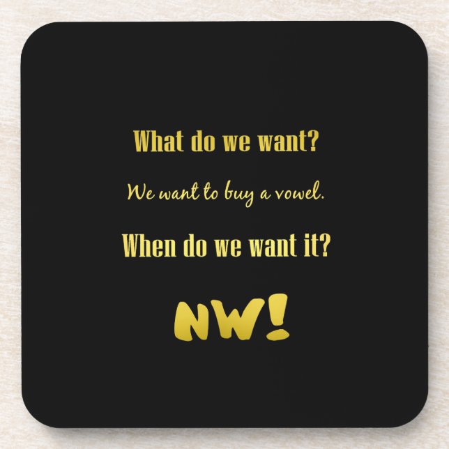 Porta-copo Funny Buy a Vowel — Now! (Frente)