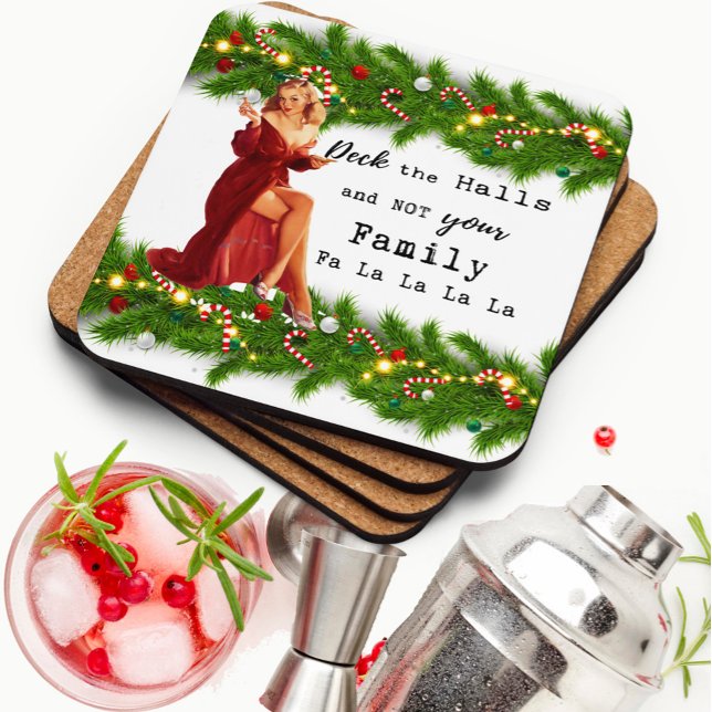 Porta-copo Funny Christmas Coaster Retro Best Friend Deck (Criador carregado)