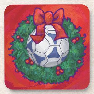 Porta-copo Futbal Festivo em Wreath em Vermelho