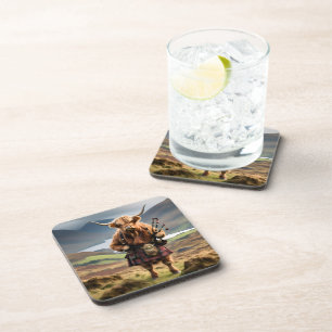 Porta-copo Gado de Highland Escocês Tocador de Gaita,