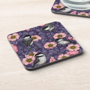 Porta-copo Galinhas na rosa selvagem de rosa e violeta