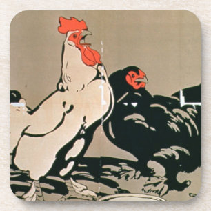Porta-copo Galo novo e galinha (litho da cor)
