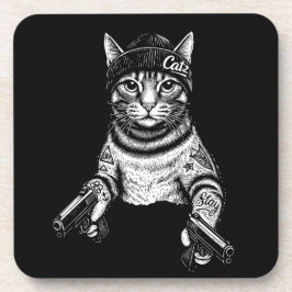 Porta-copo Gangster Cat Tattoo Art | Cool Streetwear Kitty