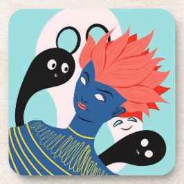 Porta-copo Garota alienígena com fantasmas fantasmas imaginár