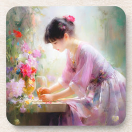 Porta-copo Garota no Jardim Flor