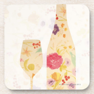 Porta-copo Garrafa e vidro de vinho