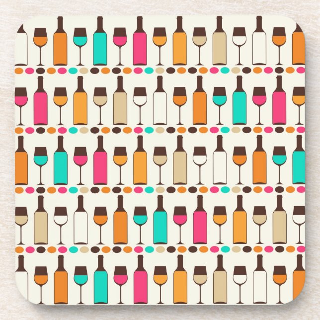 Porta-copo Garrafas de vinho retrô e ógrados (Frente)
