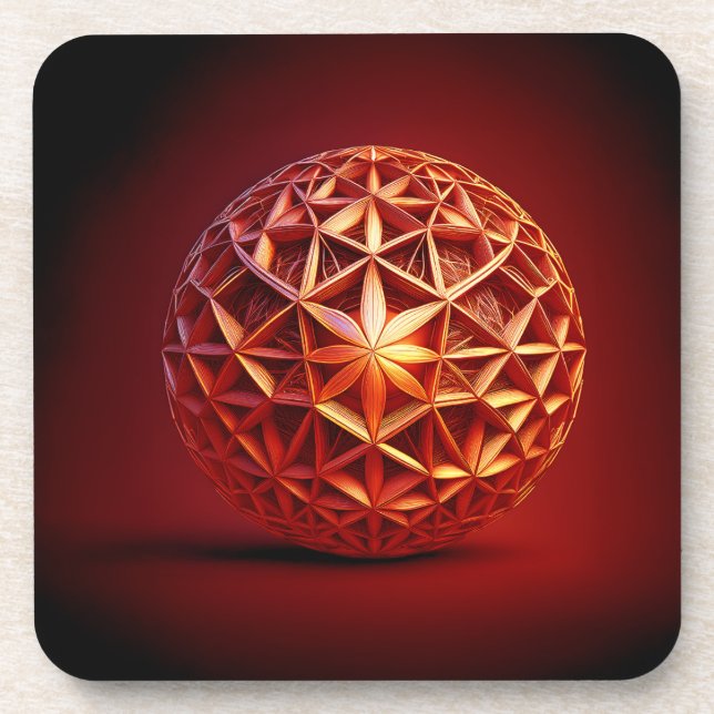 Porta-copo Gasket Fractal Sierpinski Vermelho (Frente)