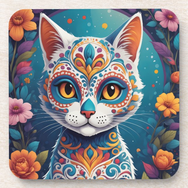 Porta-copo Gatinho Caveira de Açúcar (Frente)