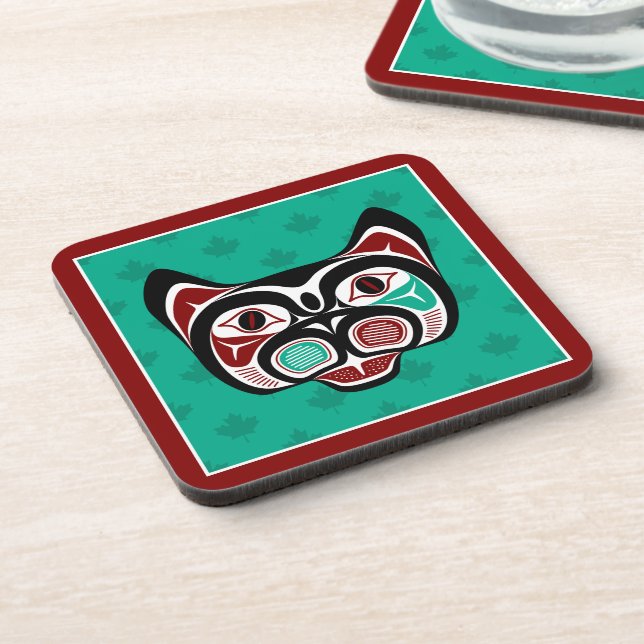 Porta-copo Gatinho Native American Red Black Vetor Graphics (Left Side)
