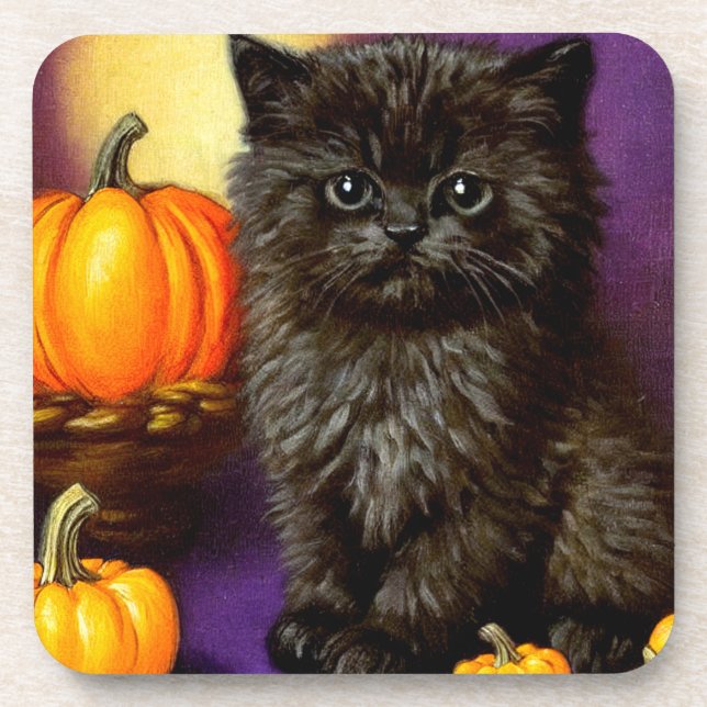 Porta-copo Gatinho Vintage de Halloween (Frente)