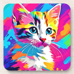 Porta-copo Gato Arco-Íris: Retrato Vívido