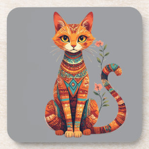 Porta-copo Gato Artístico Fofo com Ramo Floral