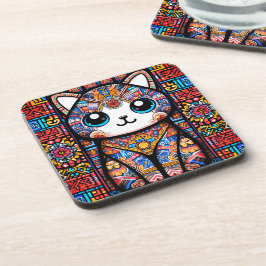 Porta-copo Gato Bonito com Charme de Padrão Tradicional