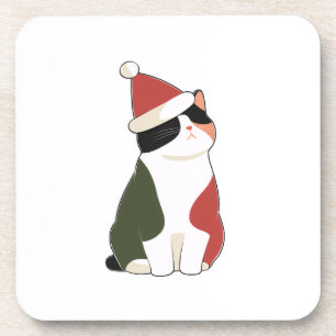 Porta-copo Gato com Chapéu de Papai Noel – Ilustração Festiva