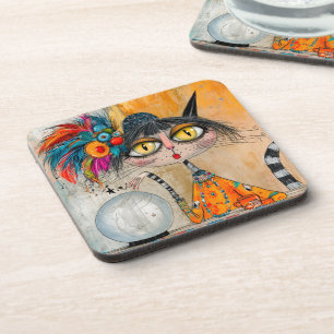 Porta-copo Gato Contador da Sorte Místico Caprichoso