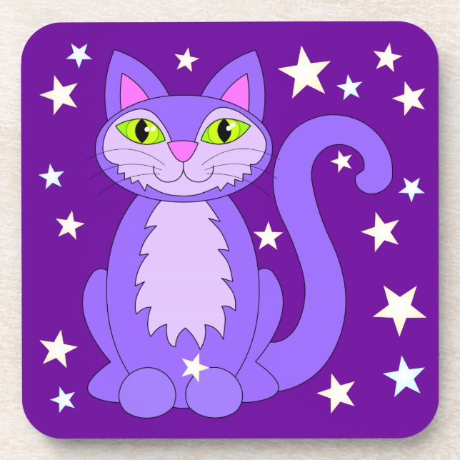 Porta-copo Gato Cósmico, Gato Sorridente Gatinho Roxo (Frente)