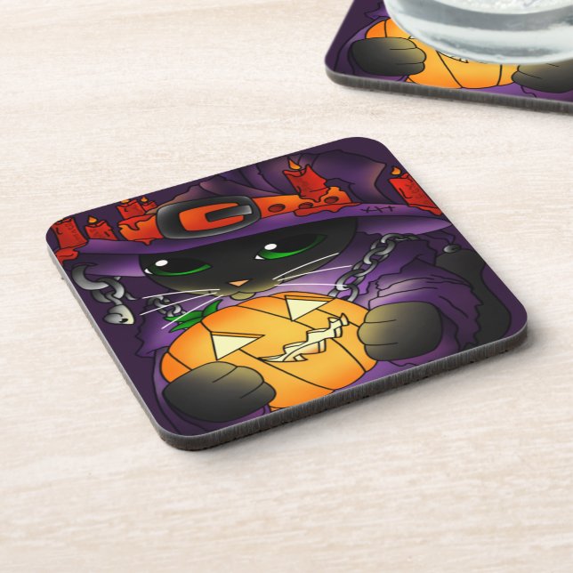 Porta-copo Gato de Bruxas Negras de Abóbora Halloween (Left Side)