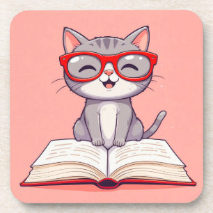 Porta-copo Gato de desenho animado fofo usando óculos