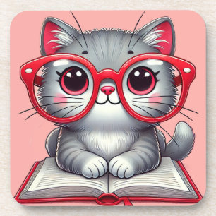 Porta-copo Gato de desenho animado fofo usando óculos