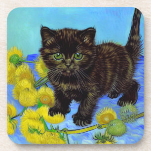 Porta-copo Gato de estilo Van Gogh com Sunflower